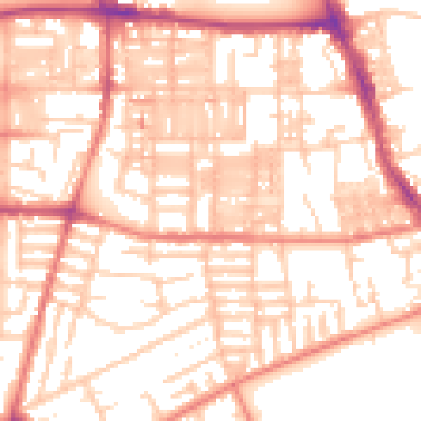 Daytime road noise heatmap for M14 4BL