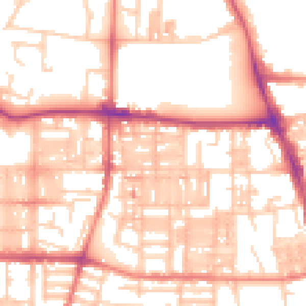 Daytime road noise heatmap for M14 4DH
