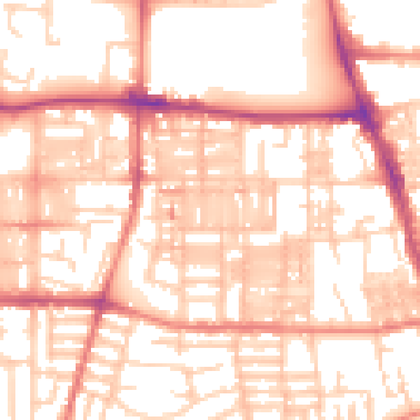 Daytime road noise heatmap for M14 4DY