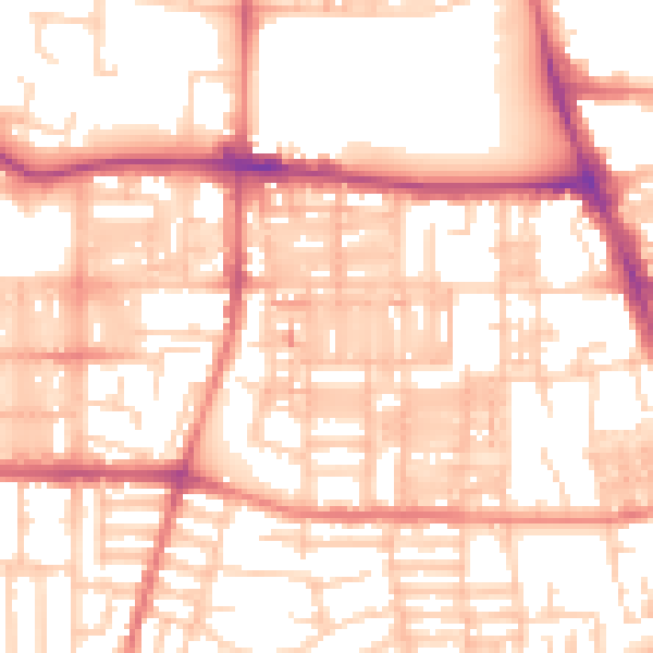 Daytime road noise heatmap for M14 4DZ