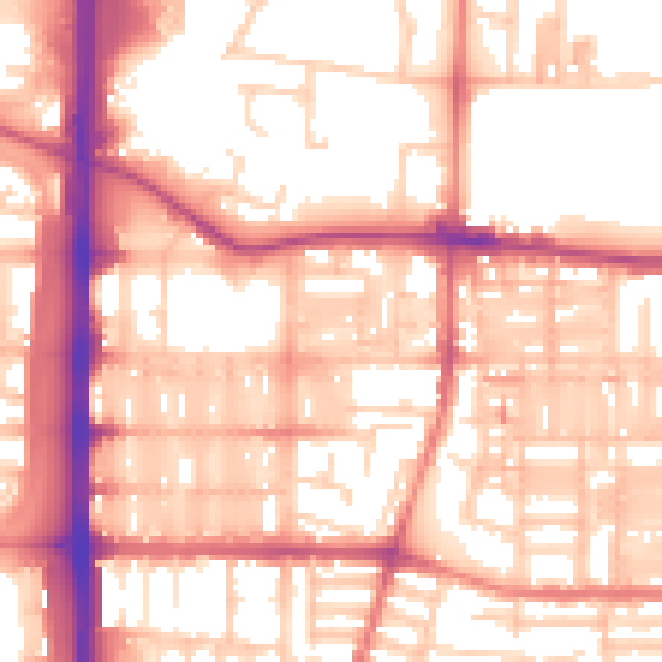 Daytime road noise heatmap for M14 4NF