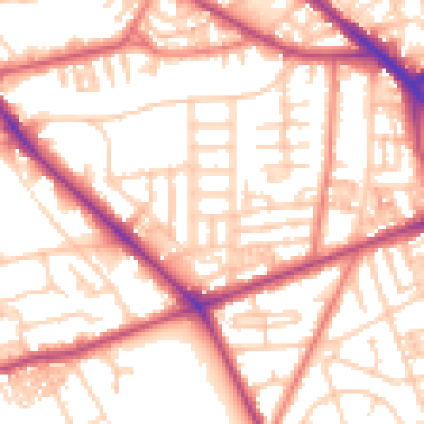 Daytime road noise heatmap for M14 5DL