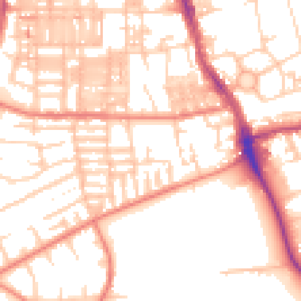Daytime road noise heatmap for M14 5NL