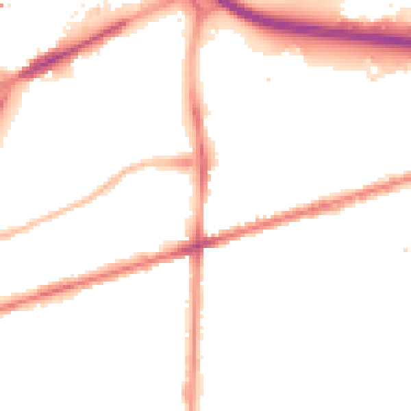 Night-time road noise heatmap for M15 4AP
