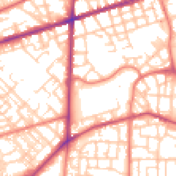 Daytime road noise heatmap for M15 4AZ