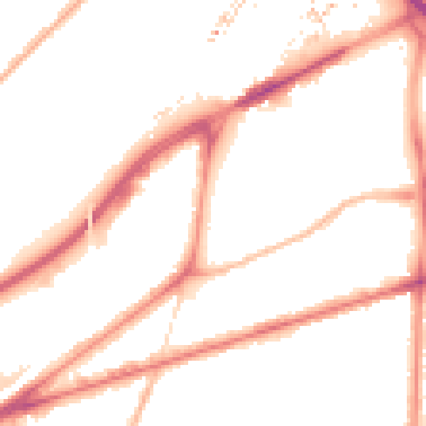 Night-time road noise heatmap for M15 4EF