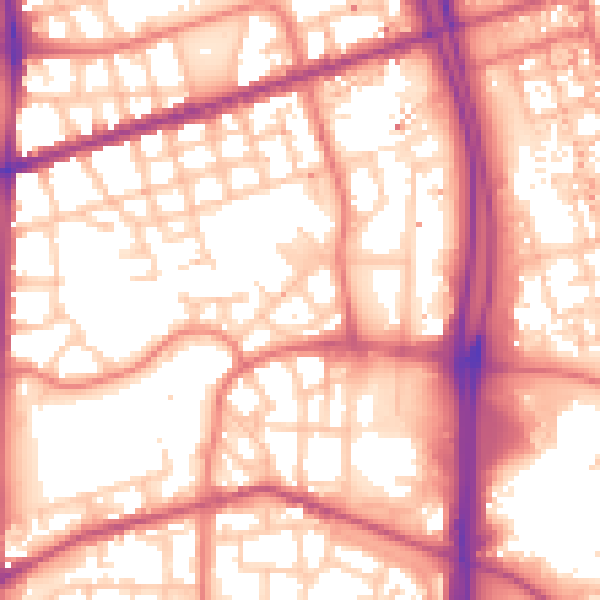 Daytime road noise heatmap for M15 5DJ