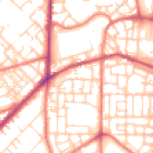 Daytime road noise heatmap for M15 5QL
