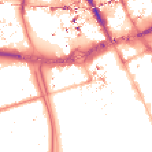 Night-time road noise heatmap for M15 6DA