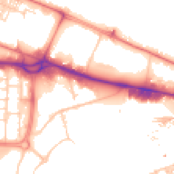 Daytime road noise heatmap for M17 1EJ
