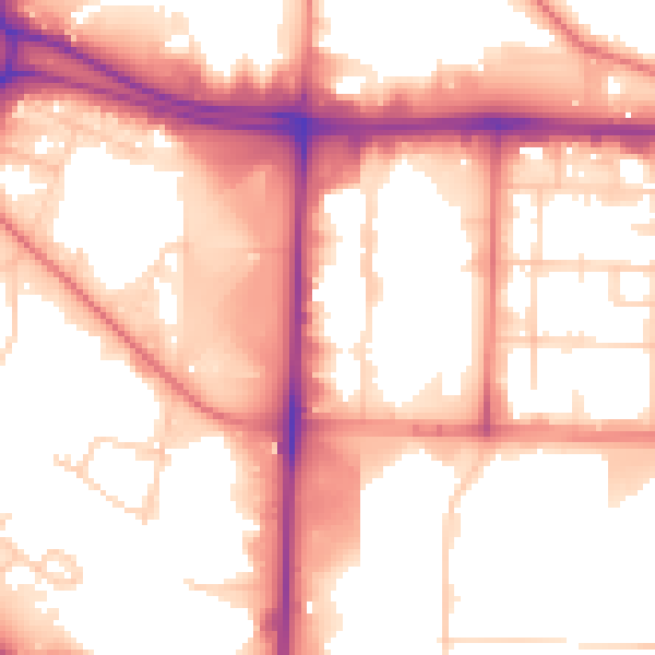 Daytime road noise heatmap for M17 1JS