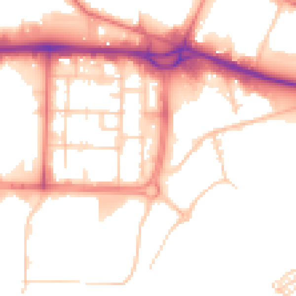 Daytime road noise heatmap for M17 1JZ