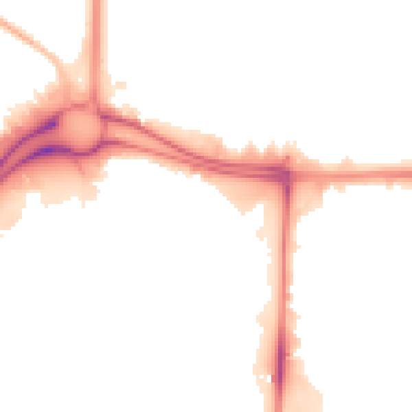 Night-time road noise heatmap for M17 1NY