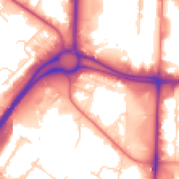 Daytime road noise heatmap for M17 1PZ
