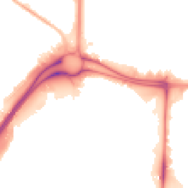 Night-time road noise heatmap for M17 1PZ