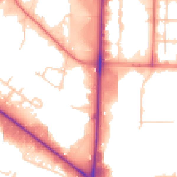 Daytime road noise heatmap for M17 1QA