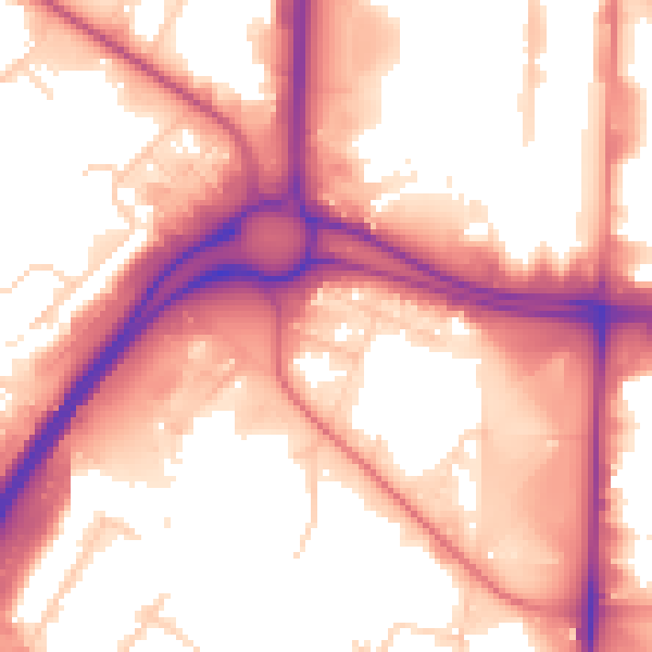 Daytime road noise heatmap for M17 1QR