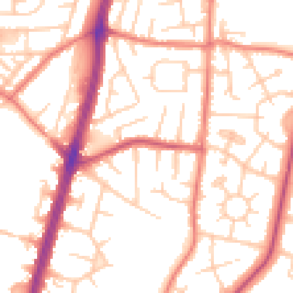 Daytime road noise heatmap for M19 1AA