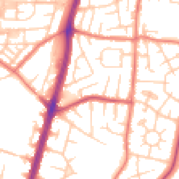 Daytime road noise heatmap for M19 1AD