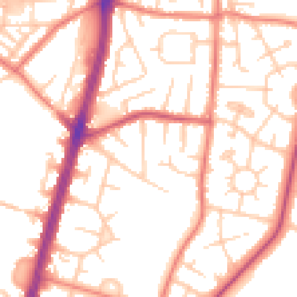 Daytime road noise heatmap for M19 1AE