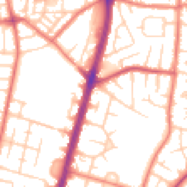 Daytime road noise heatmap for M19 1AN