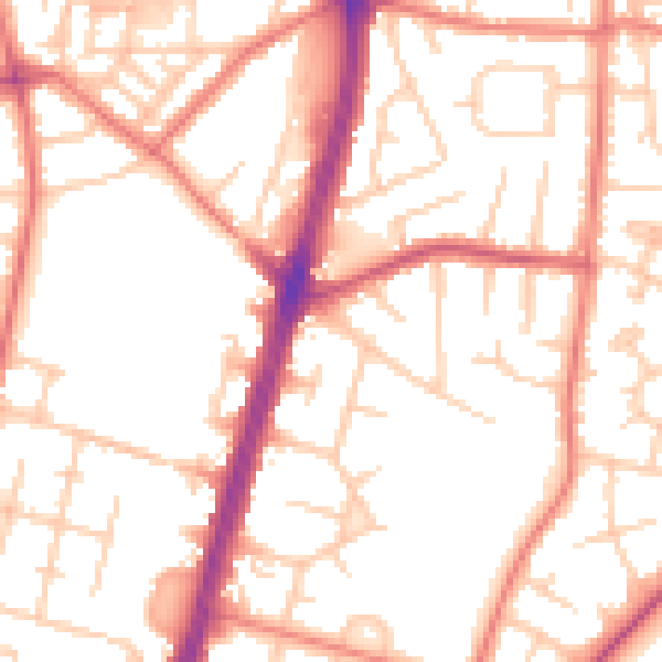 Daytime road noise heatmap for M19 1AP
