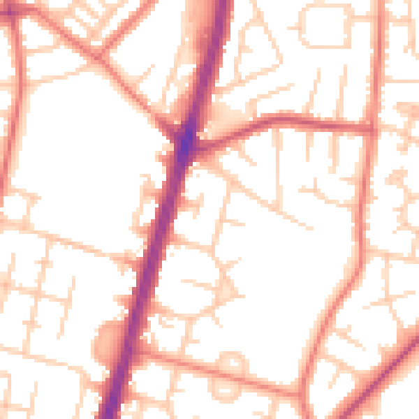 Daytime road noise heatmap for M19 1AW