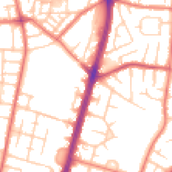 Daytime road noise heatmap for M19 1BD