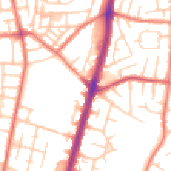Daytime road noise heatmap for M19 1BF