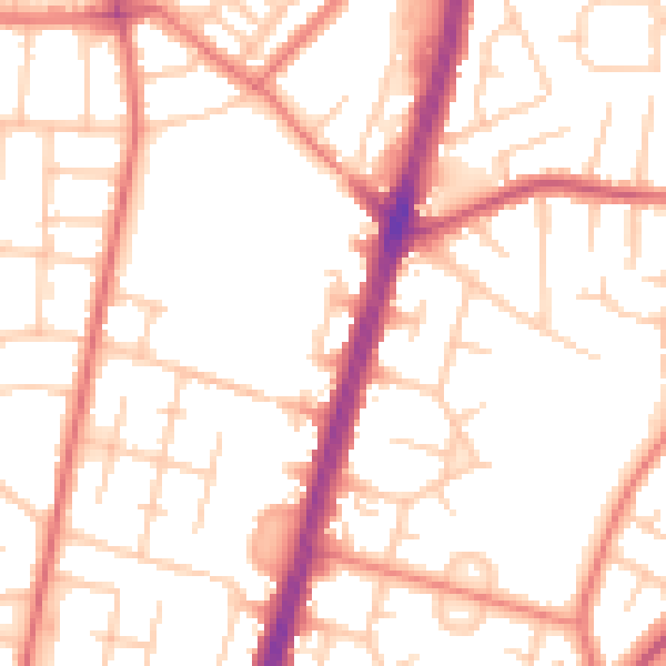 Daytime road noise heatmap for M19 1BH