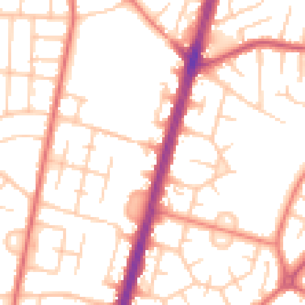 Daytime road noise heatmap for M19 1BJ