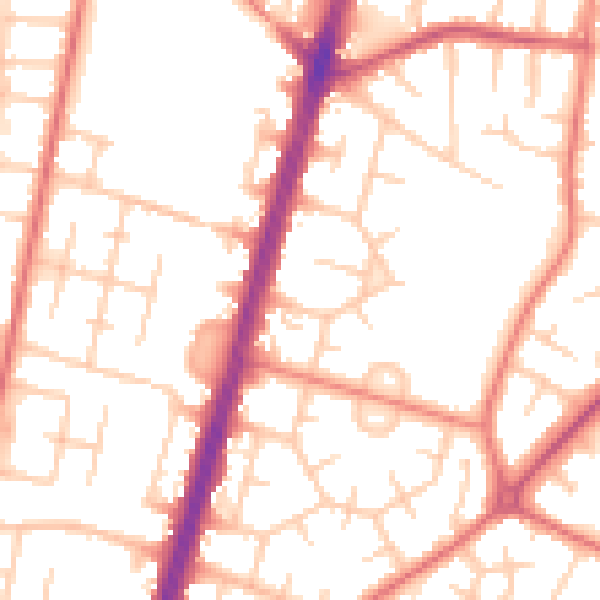 Daytime road noise heatmap for M19 1BN