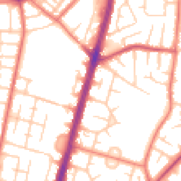 Daytime road noise heatmap for M19 1BP