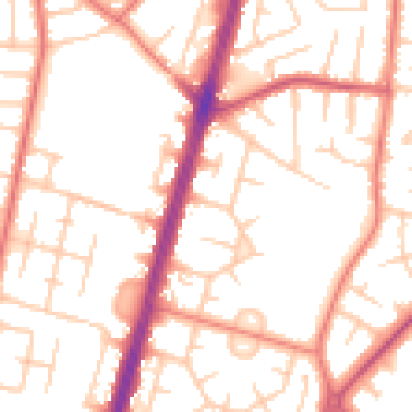 Daytime road noise heatmap for M19 1BQ