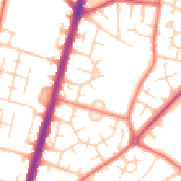 Daytime road noise heatmap for M19 1BU