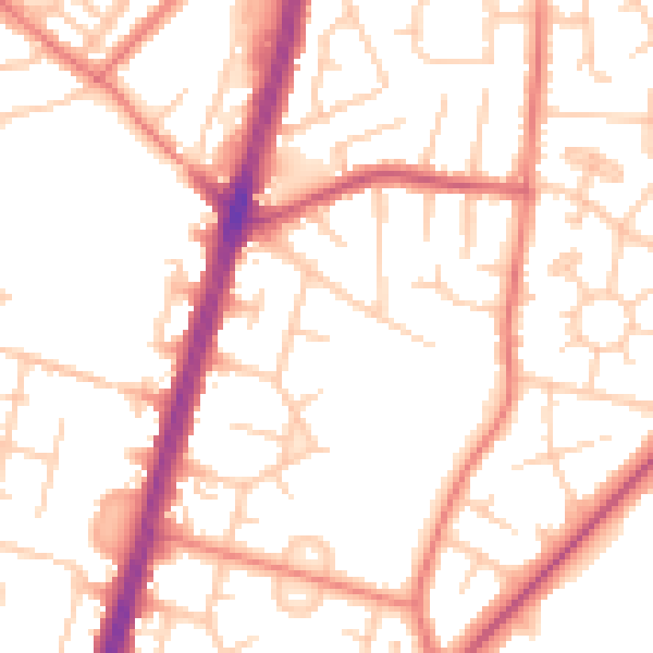 Daytime road noise heatmap for M19 1BY