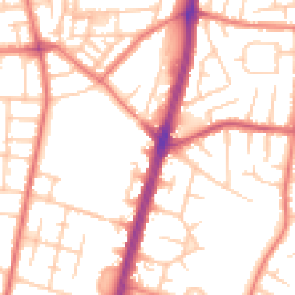 Daytime road noise heatmap for M19 1DA