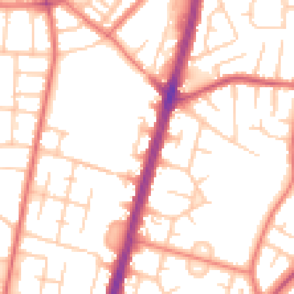 Daytime road noise heatmap for M19 1DB