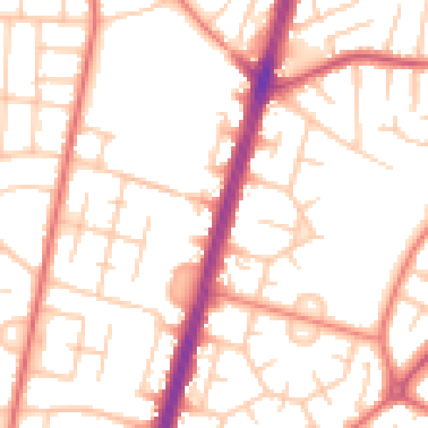 Daytime road noise heatmap for M19 1DD