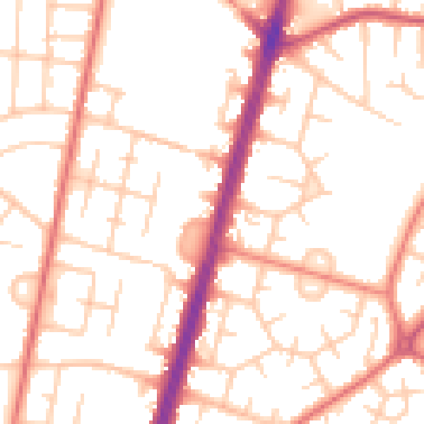 Daytime road noise heatmap for M19 1DE