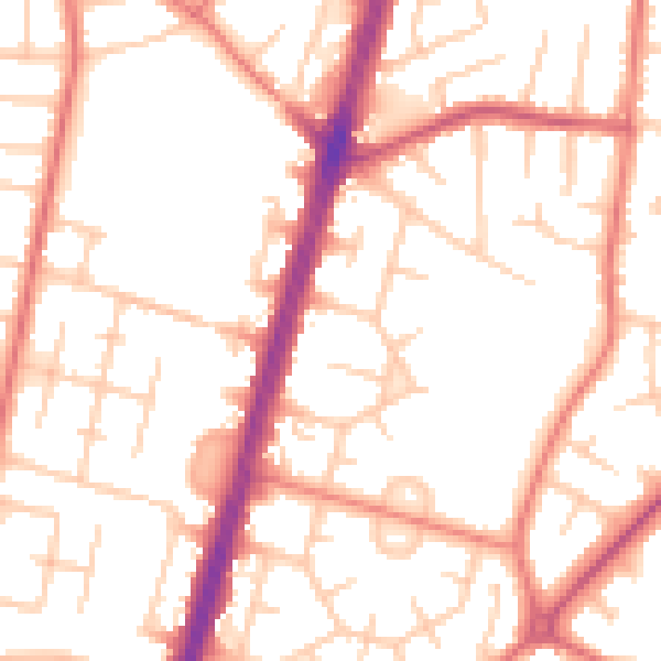 Daytime road noise heatmap for M19 1DH