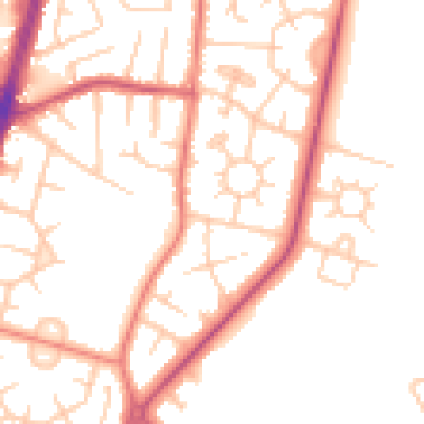 Daytime road noise heatmap for M19 1DJ