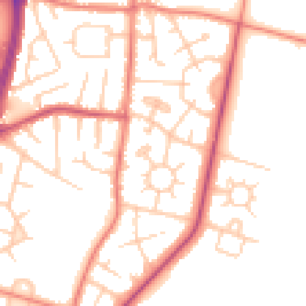 Daytime road noise heatmap for M19 1HF