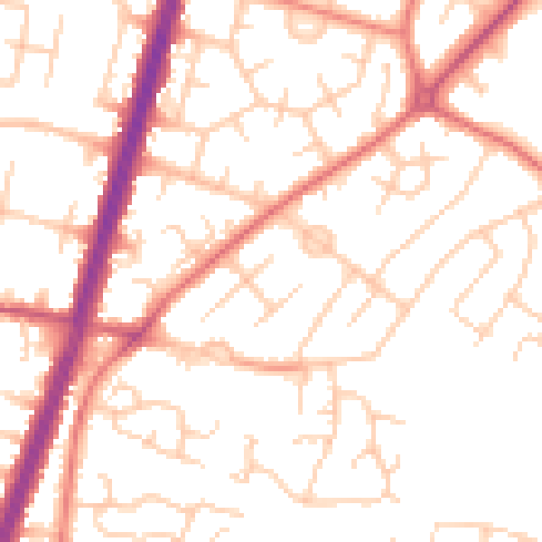 Daytime road noise heatmap for M19 1NF