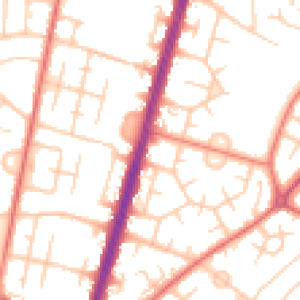 Daytime road noise heatmap for M19 1NQ