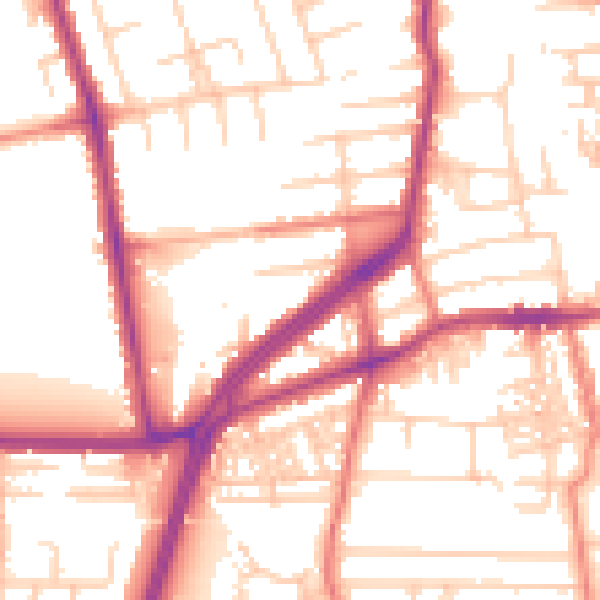 Daytime road noise heatmap for M19 2DD