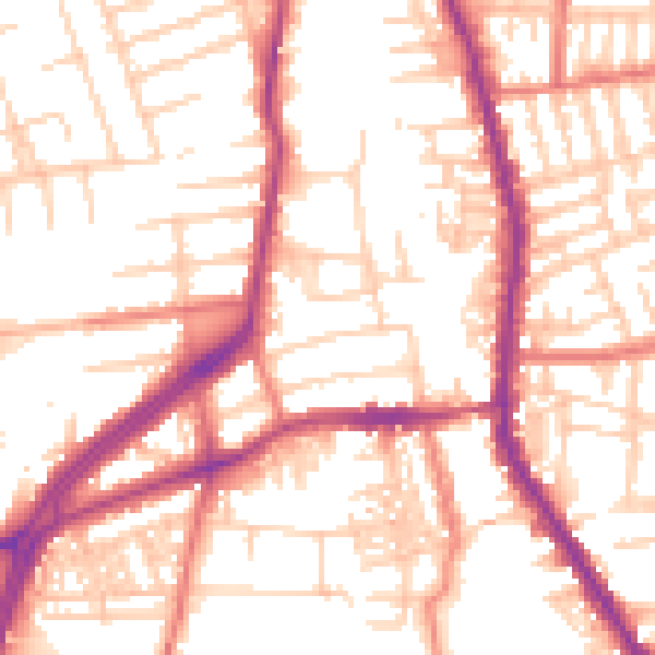 Daytime road noise heatmap for M19 2EB