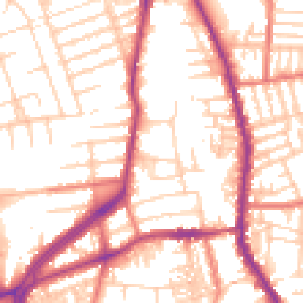 Daytime road noise heatmap for M19 2EE