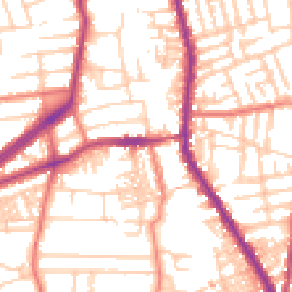 Daytime road noise heatmap for M19 2EQ