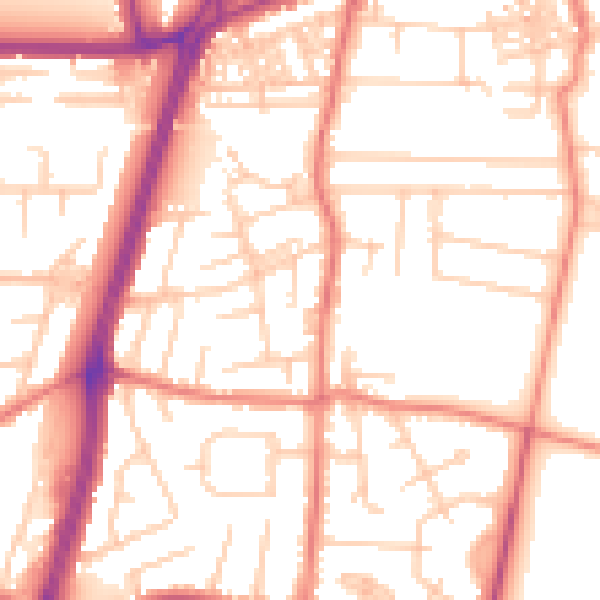 Daytime road noise heatmap for M19 2JR
